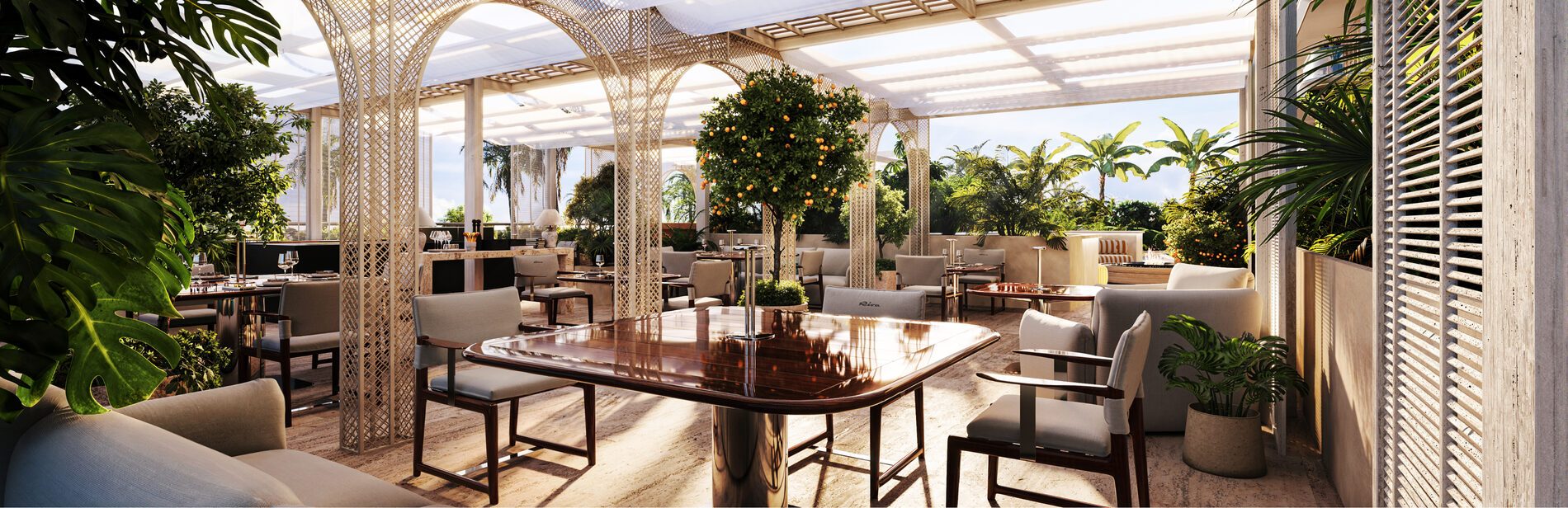 Evening lounge terrace, illustrative