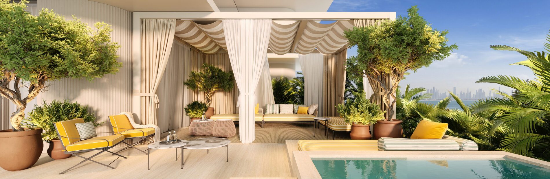 Two-bedroom private terrace with plunge pool, illustrative render