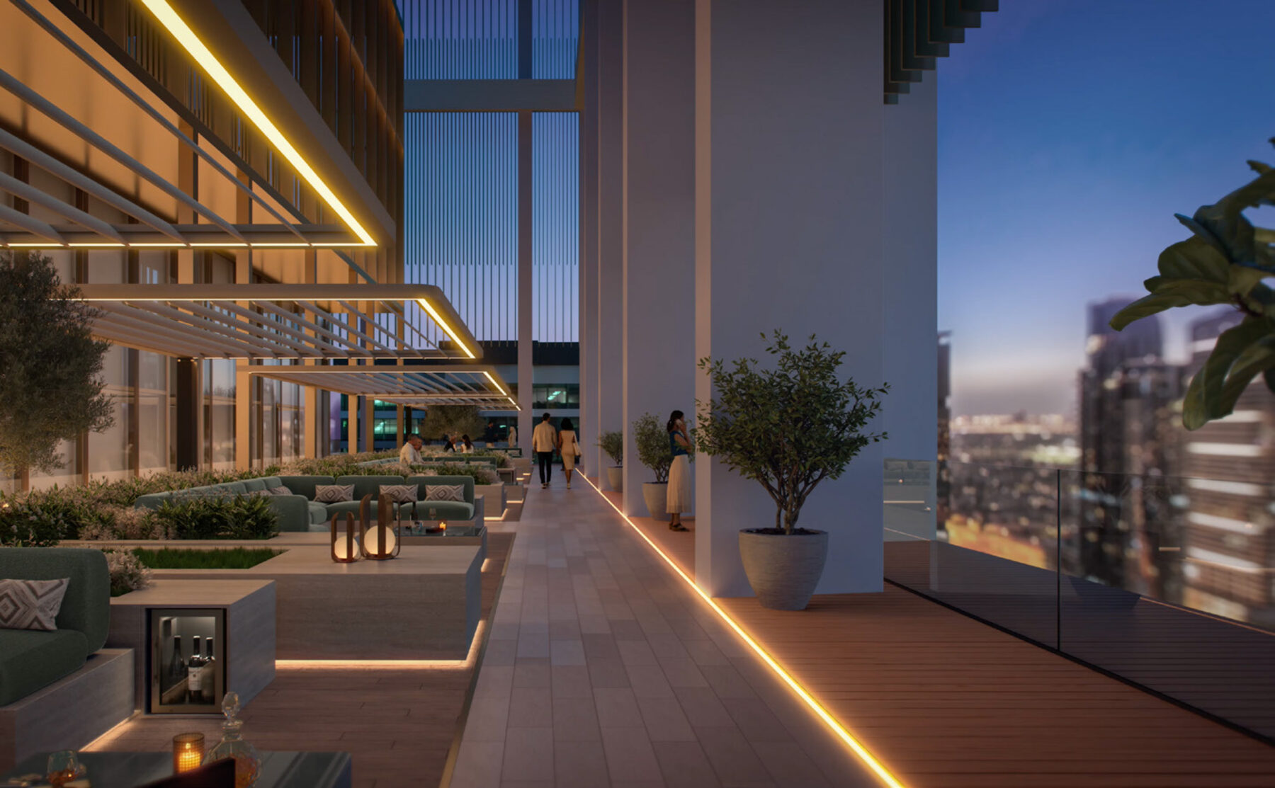 Marriott Residences JLT 24th floor terrace at dusk