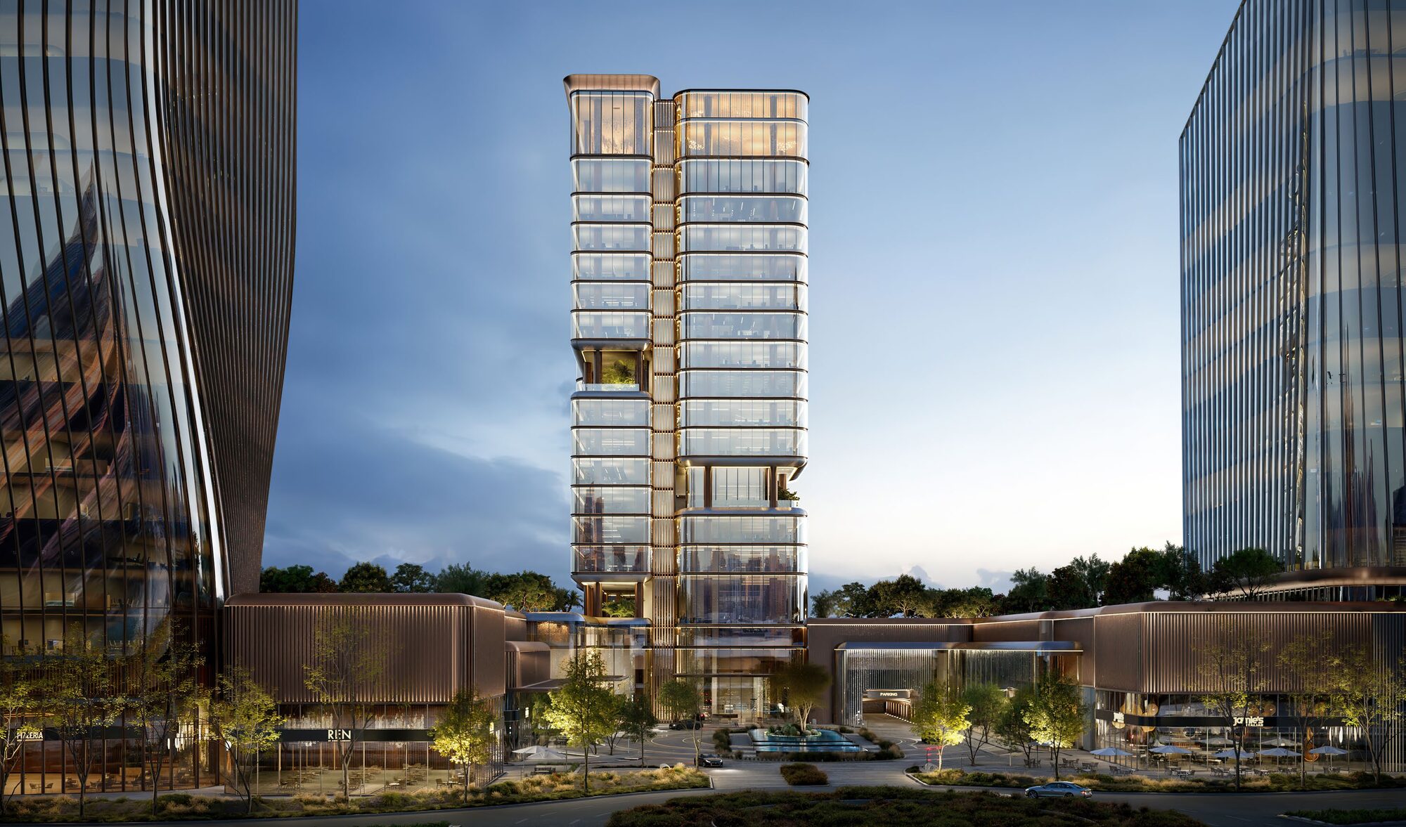 DAWN office tower at O1NE District, Motor City