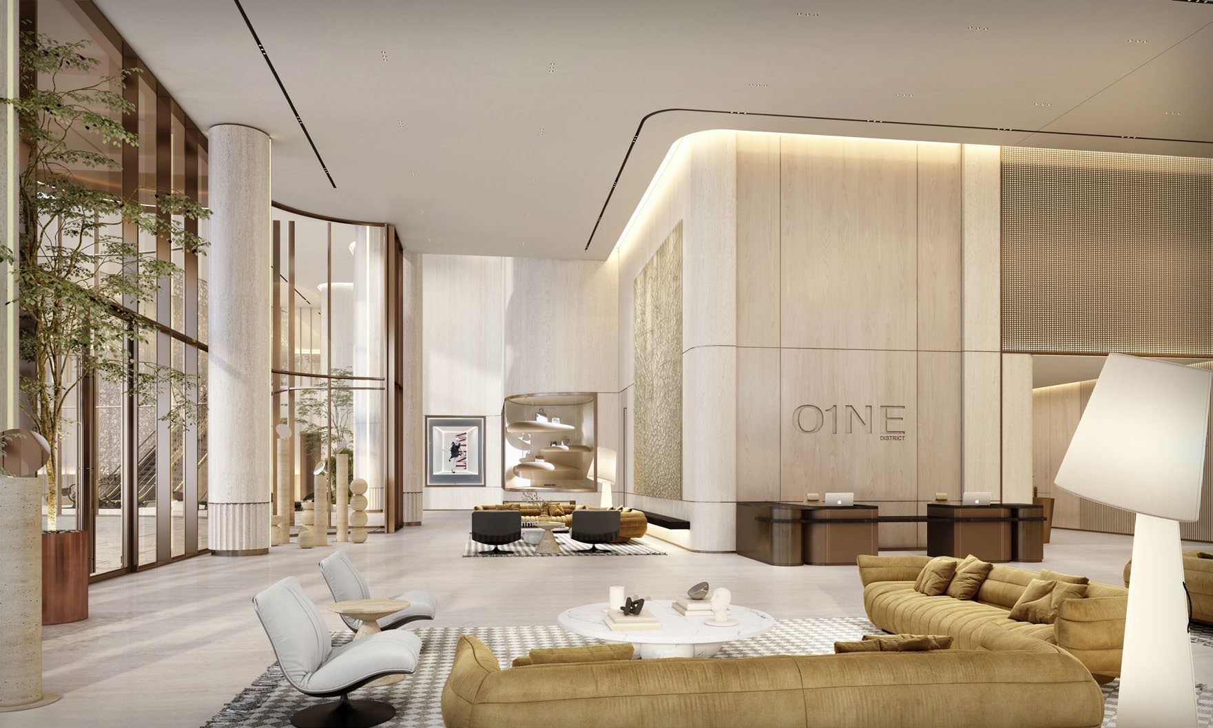 O1NE District lobby interior finishes