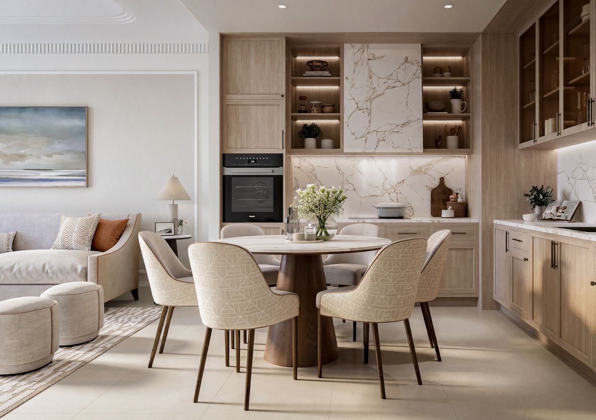 Open-plan living, dining and kitchen in a Bristol residence, illustrative render
