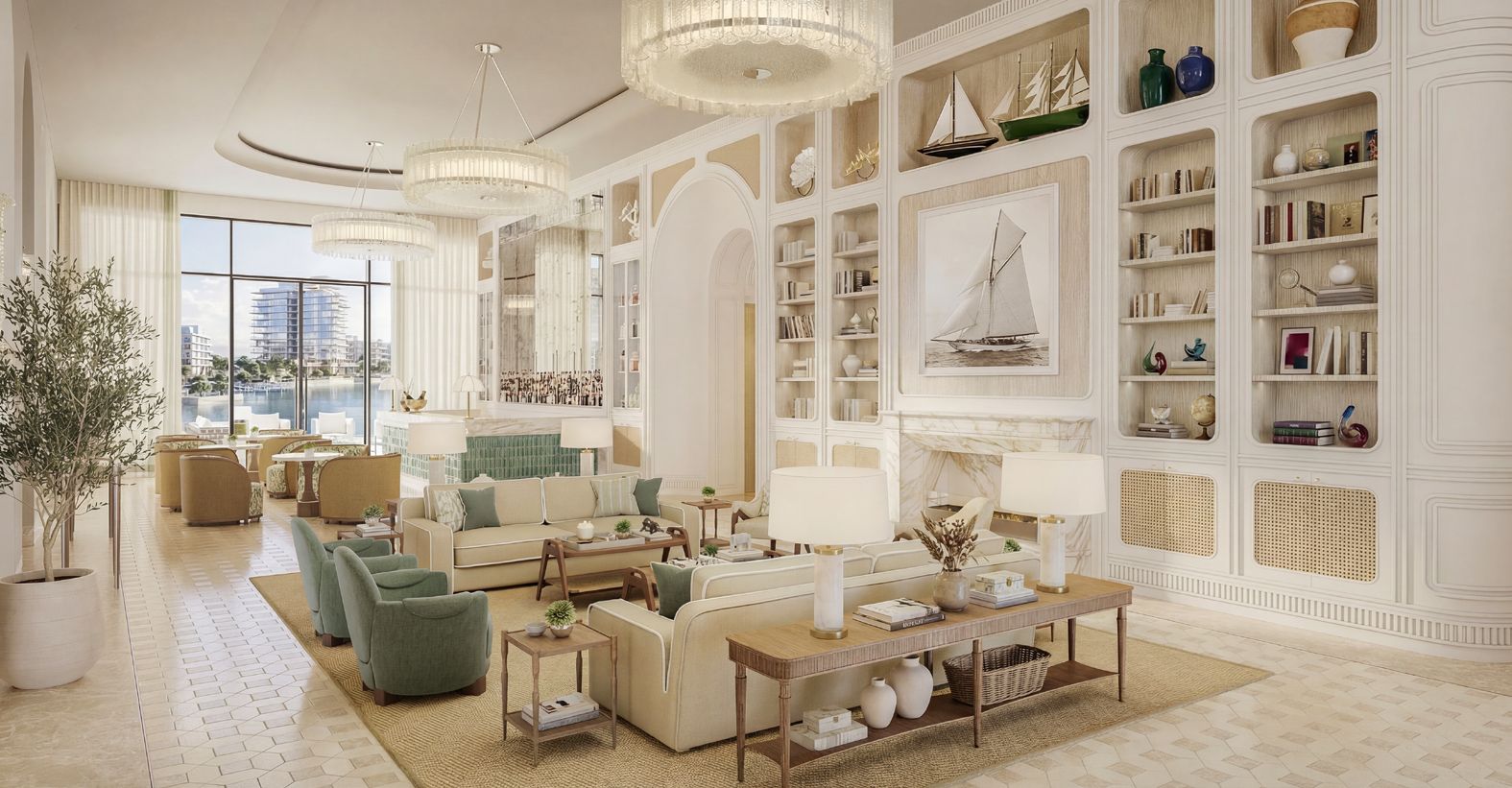 Lobby lounge at The Bristol, illustrative render